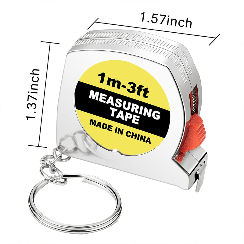 [Australia - AusPower] - Tape Measure Keychains Functional Mini Retractable Measuring Tape Keychains with Slide Lock for Birthday Party Favors and Daily Use, 1 m/ 3 ft (25 Packs) 