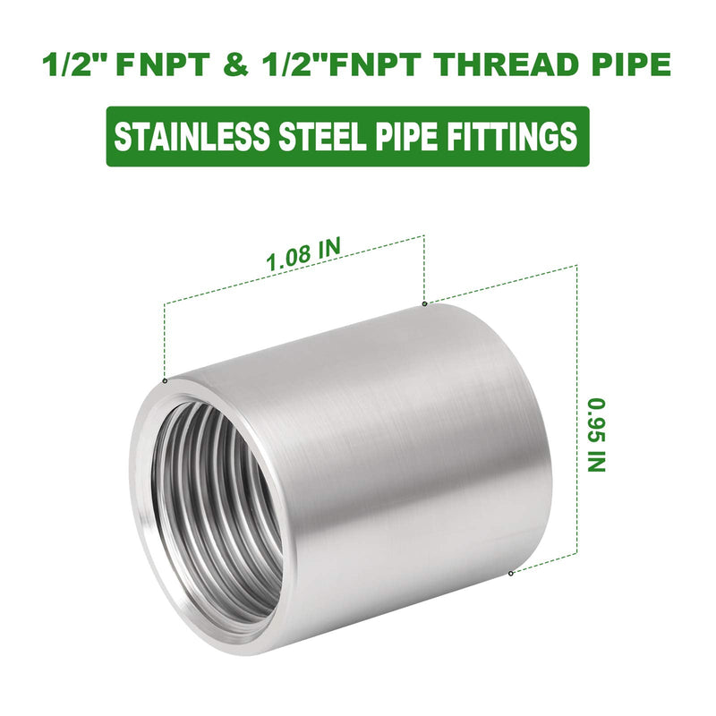 [Australia - AusPower] - TAISHER 10PCS 304 Stainless Steel Cast Pipe Fitting, Coupling, 1/2" x 1/2" Female Threaded 1/2" NPT 10 