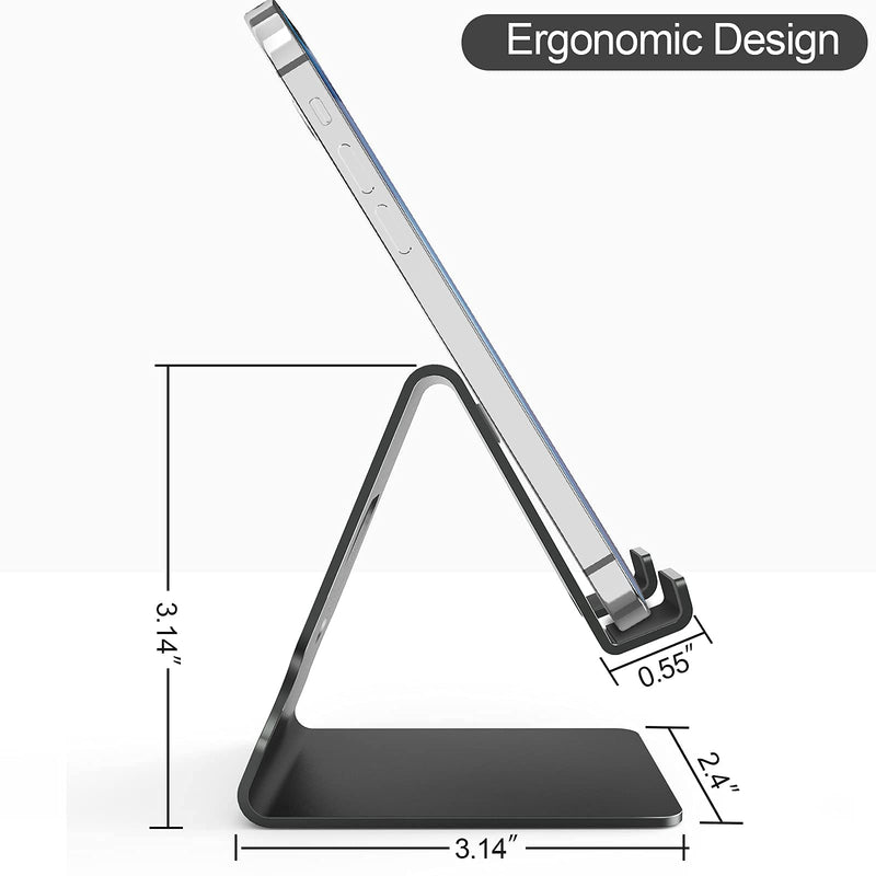 [Australia - AusPower] - Cell Phone Stand, Phone Dock, Cradle, Holder, Aluminum Desktop Cellphone Stand with Cable Collective for Office Desk, Bedside Table Compatible with iPhone 13 12 Pro Max-Black Black 
