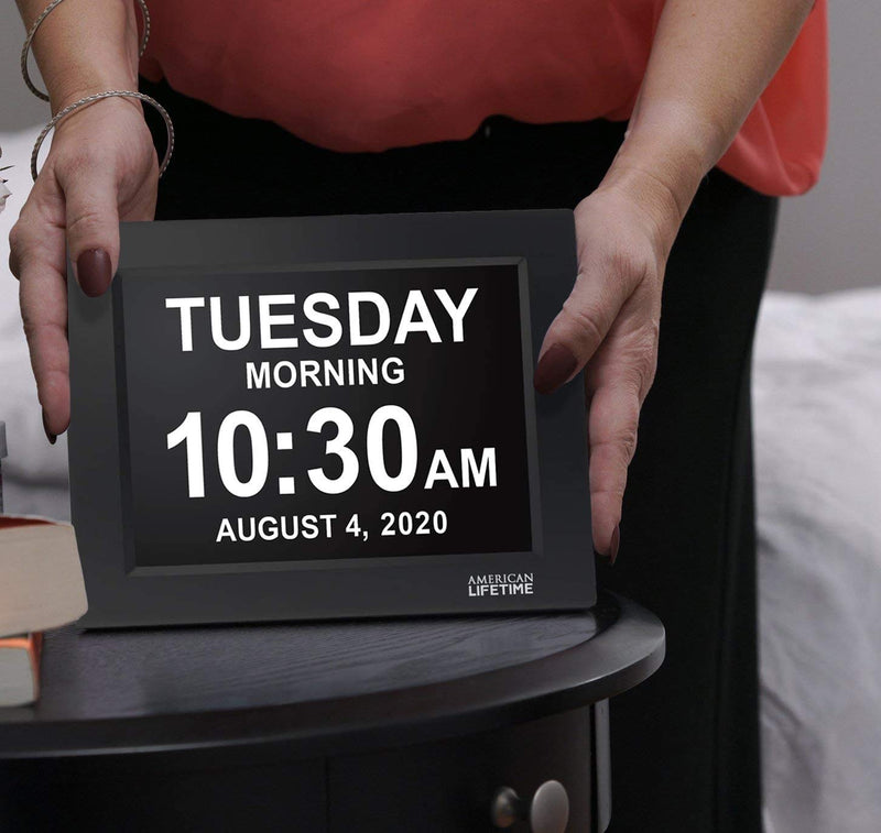 [Australia - AusPower] - 【New 2022】American Lifetime Day Clock Large Digital Clock Large Display with date and day of the week, Digital wall clock Large display Dementia products for elderly seniors,Clocks for Seniors (Black) Black 