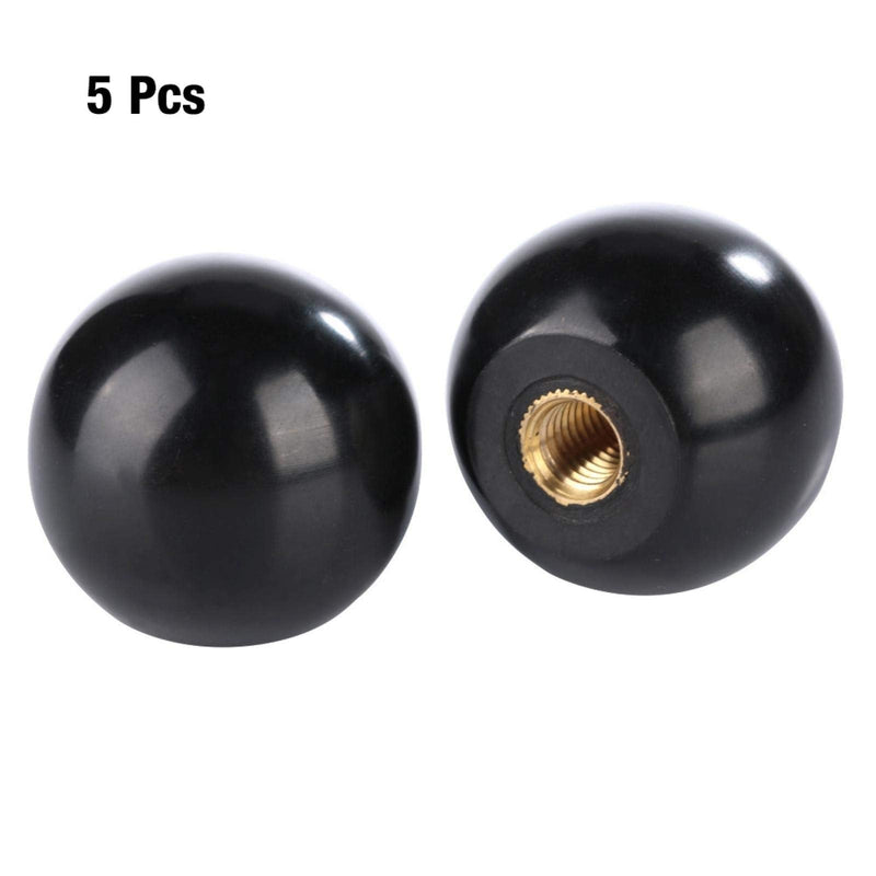 [Australia - AusPower] - 5Pcs Bakelite Ball Gear Knob Black Round Spherical Knob Embedded Copper Nut BM6 * 25 Machine Tool Replacement 