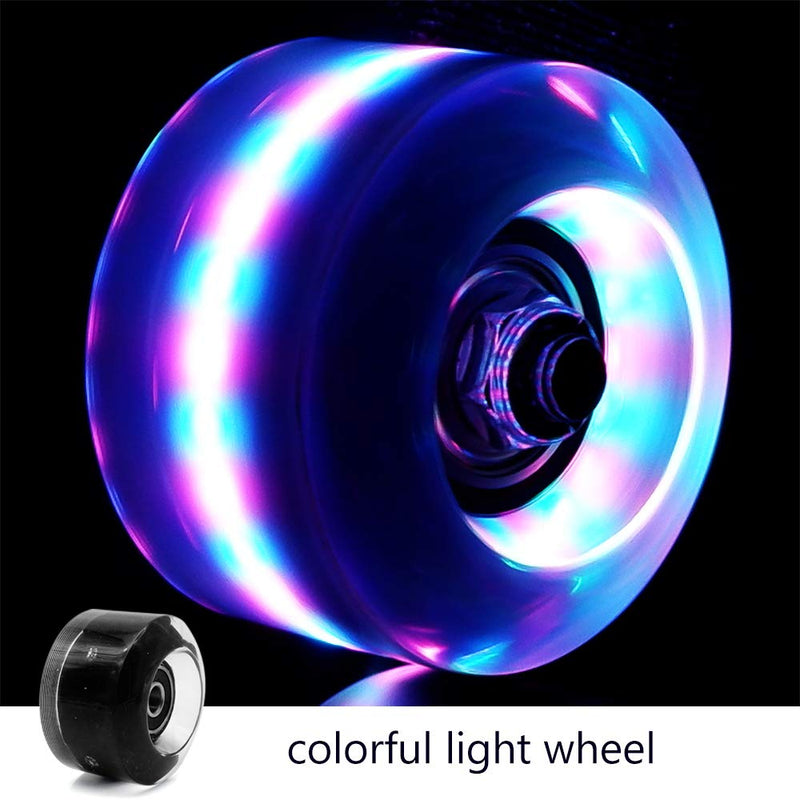 [Australia - AusPower] - Nezylaf 4 Piece Light up Roller Skate Wheels, Luminous Skate Wheels with Bearings Installed for Indoor or Outdoor Double Row Skating and Skateboard Accessories 32 x 58 mm 78A Black 