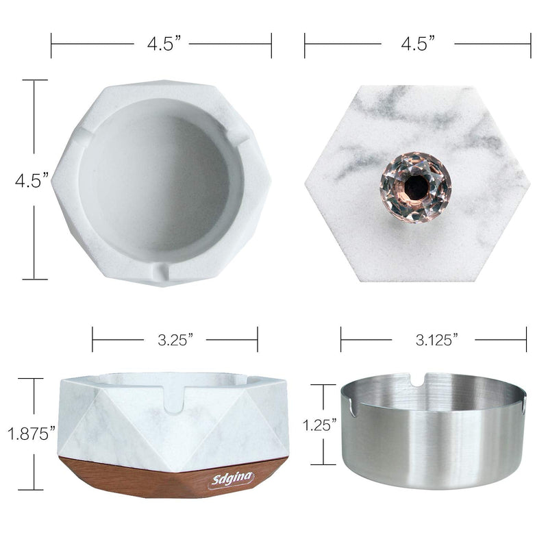 [Australia - AusPower] - J JHOUSELIFESTYLE Ashtray for Weed - Outdoor Ashtray with Lid, Ash Tray Sets for Weed, Ash Tray Sets for Cigarettes Outdoor Ashtrays for Cigarettes Windproof Ashtray for Outside Marble 