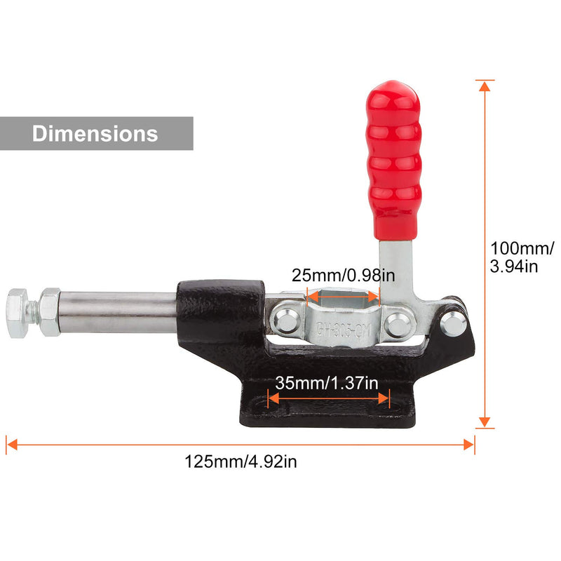 [Australia - AusPower] - 2 Pack 32MM Toggle Clamps, A+Selected 500Lbs Holding Capacity Plunger Stroke Push Pull, Metal Quick Release With Flange Base Plate for Welding, Woodworking, Mould and Machine Operation-GH-305C Clamps 