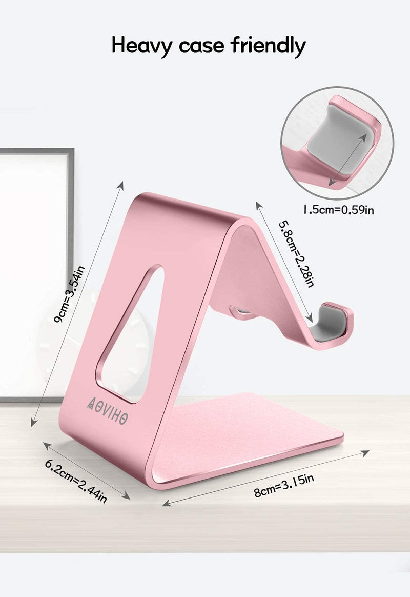 [Australia - AusPower] - Aluminum Cell Phone Stand - Aoviho Phone Holder for Desk - Desktop Phone Cradle Dock for iPhone 12 pro 13 11 X Xs max 8 7 6 6s Plus SE 5 Samsung Huawei iPad Mini Tablet, All Smart Phones (Rose Gold) Rose Gold 