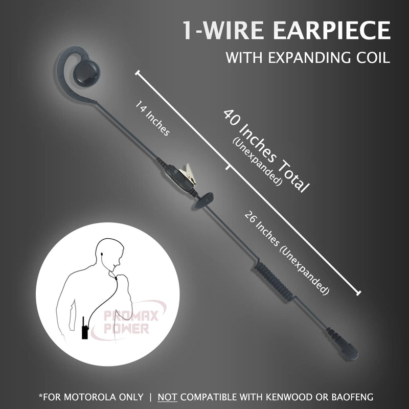 [Australia - AusPower] - ProMaxPower Two Way Radio 1-Wire C-Shape Swivel Headset Earpiece PTT for Motorola CP88, CP100, CP200D, CLS1110, CLS1410, Mag One BPR40 
