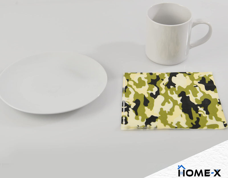 [Australia - AusPower] - HOME-X Camouflage Square Disposable Party Napkins, 48 Count- 6.5" x 6.5" 