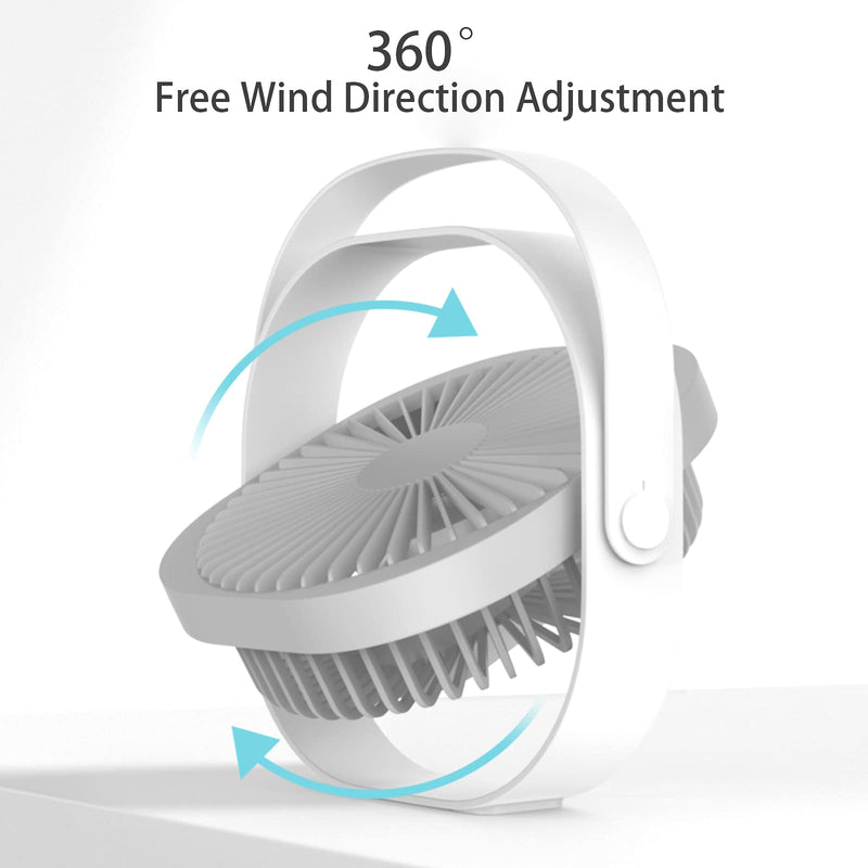 [Australia - AusPower] - Desk Fan, Portable Personal Table USB Fan Rechargeable 8’’ Small Electric Cooling Desktop Fan, Adjustable 3 Speeds Strong Airflow 360 Rotation Ultra Quiet for Bedroom Home Office Travel (White) White 