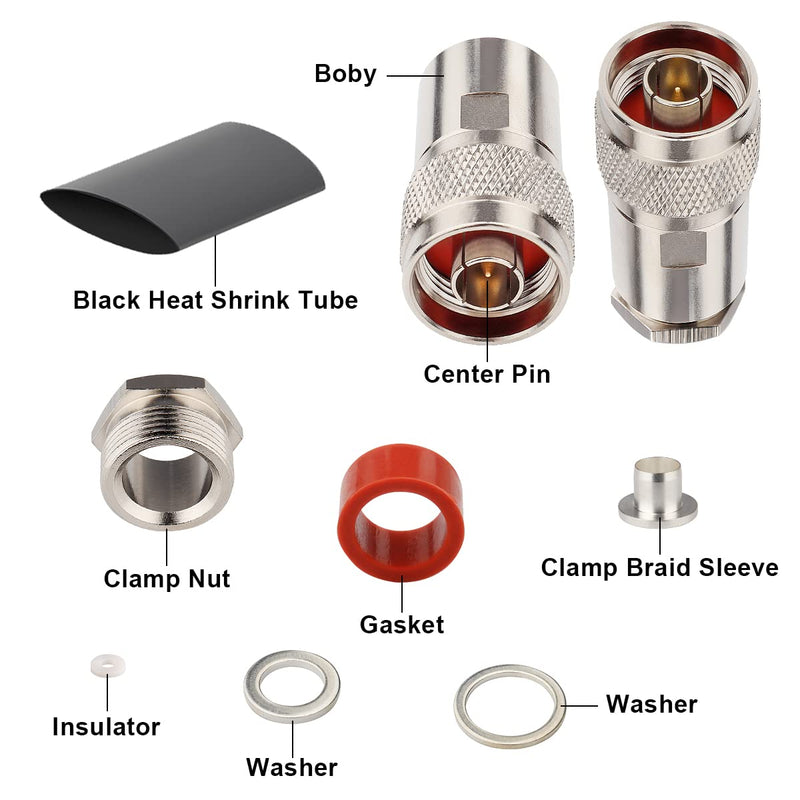 [Australia - AusPower] - XRDS -RF N Male Connectors Plug Attach Adapter Coax Connector for LMR400/RG8/Belden 9913/KMR400 RF Coaxial Cable 5pack (NOT for TV) 