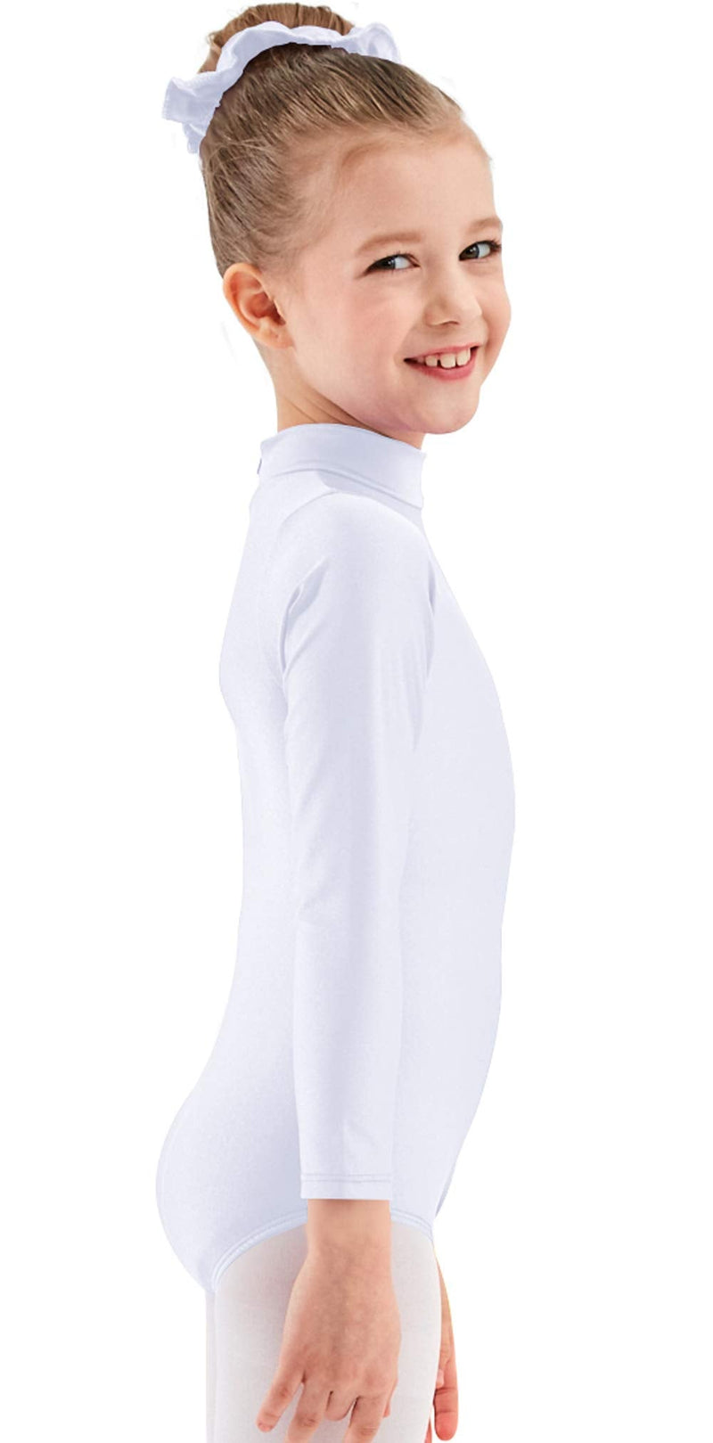 [Australia - AusPower] - Updated Toddler Girls Long Sleeve Ballet Dance Leotard for Kids and Teens White 6 