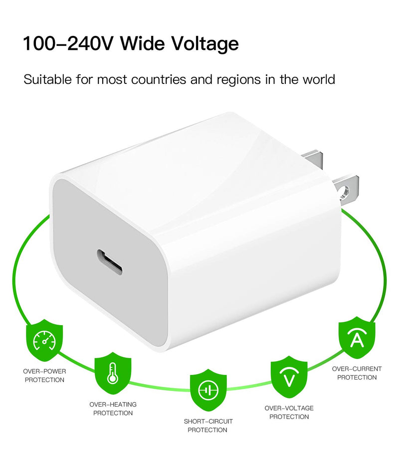 [Australia - AusPower] - 20w PD Power Adapter Compatible with iPhone 12 pro max Fast USB c Wall Charger Block for ipad Charging Quick Box 5ft Cord Compatible for Lightning Cable 11MINI XS XR 8Plus Samsung Type Plug for Apple 