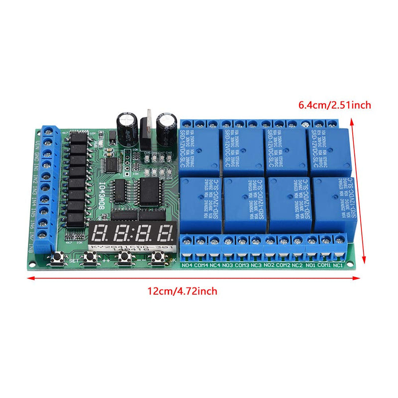 [Australia - AusPower] - Multifunction Time Relay, DC 12V 8CH LED Multifunction Digital Delay Time Cycle Timing Relay Switch Module 