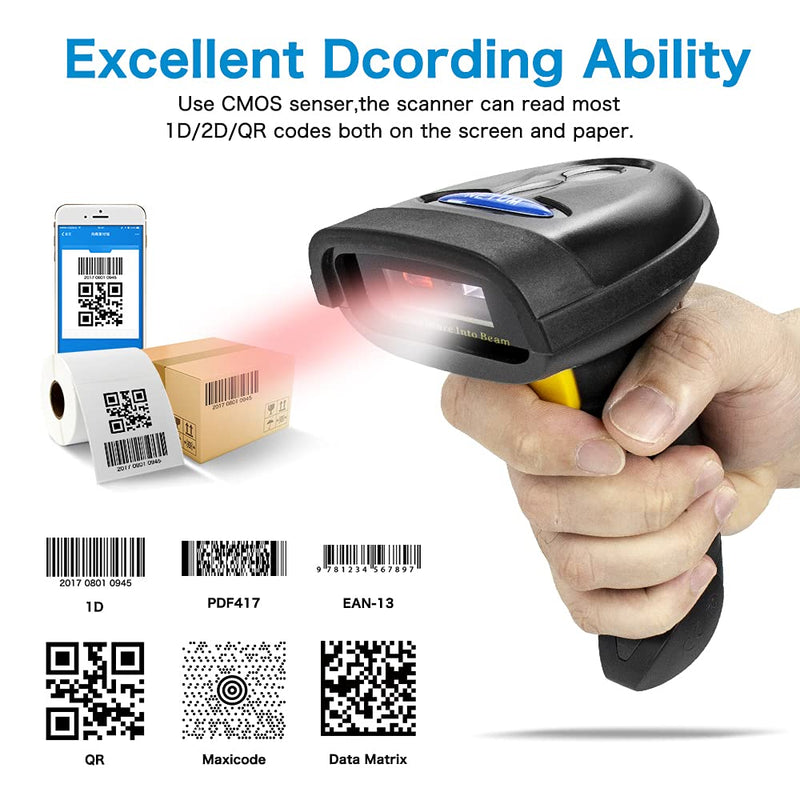 [Australia - AusPower] - NETUM 2D Barcode Scanner, Compatible with 2.4G Wireless & Bluetooth & USB Wired Connection, Connect Smart Phone, Tablet, PC, 1D Bar Code Reader Work for QR PDF417 Data Matrix NT-1228BL 