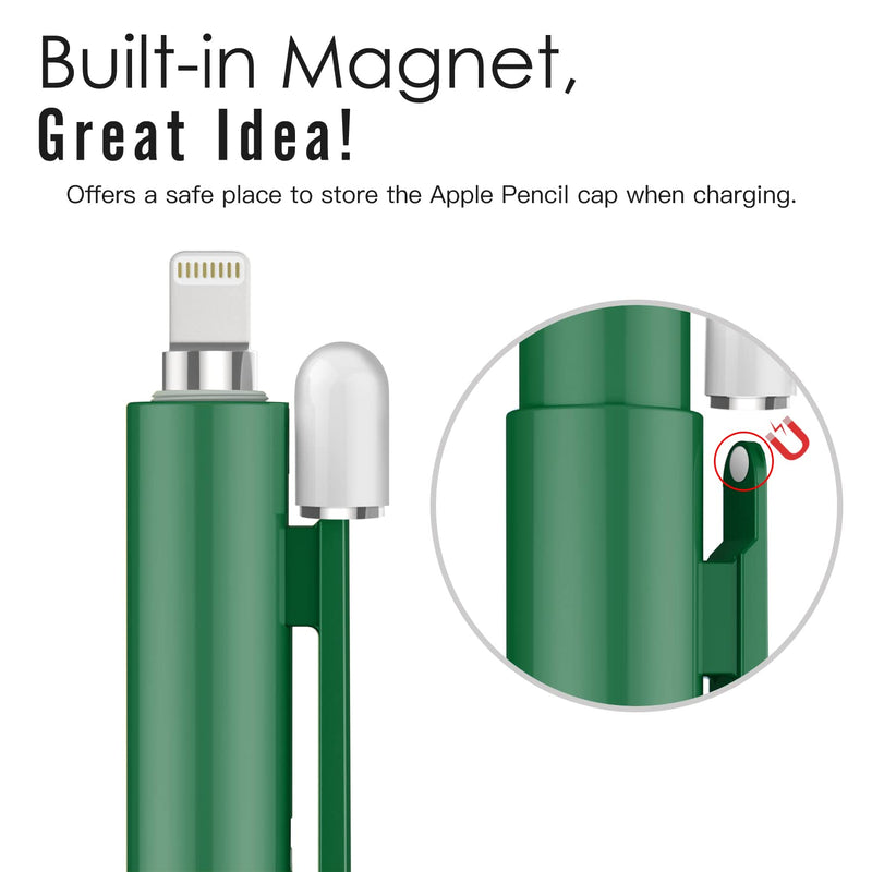[Australia - AusPower] - MoKo Holder Case Fit Apple Pencil 1st Gen, Retractable Tip Cap Fit New iPad 10th Gen 2022, iPad 9th Gen 2021, iPad 8th Gen 2020 iPad 6th 9.7 2018, iPad Mini 5th Gen Pencil Sleeve, Midnight Green 