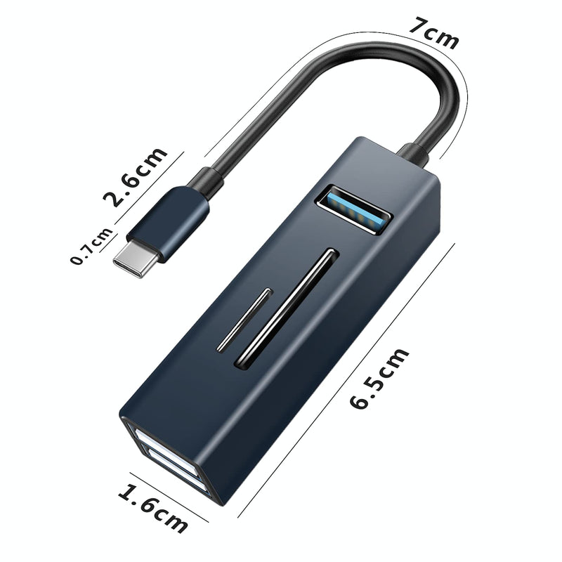 [Australia - AusPower] - 5-Port USB C Hub with 3 USB Ports and SD / TF Card Reader, High-Speed USB Extention Hub for Laptop, Windows PC, Mac, Printer and Mobiles 