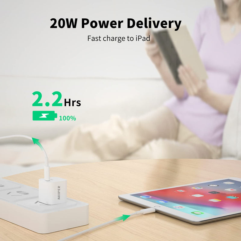 [Australia - AusPower] - [2-Pack] USB-C Fast Wall Charger, Miiper 20W PD Quick Charging USB Type-C Power Adapter Block Compatible with iPhone 13/13Pro12/12Pro/Max/iphone11/XS/XR/Samsung Galaxy S21/S21 Ultra/ Note20 
