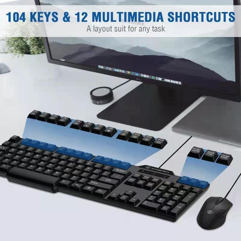 [Australia - AusPower] - Wired Keyboard and Mouse Combo, Gofreetech Full-Size Keyboard and Mouse Combo with Optical 3 Button Mouse, USB Plug-and-Play, Compatible with Desktop, Laptop, Notebook, PC Windows 