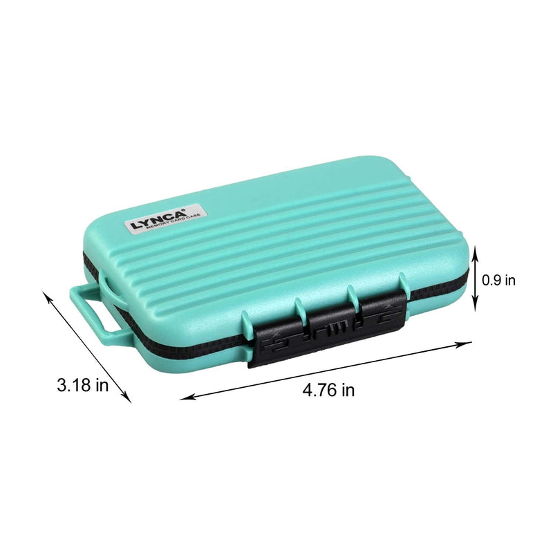 [Australia - AusPower] - LYNCA Memory Card Case Holder, Memory Card Hard Protector Case Professional Water-Resistant Anti-Shock Compact Camera Card Hard Storage Box for 8 SD Cards 4 CF Cards 12 Micro SD/TF Cards (Green) Green 