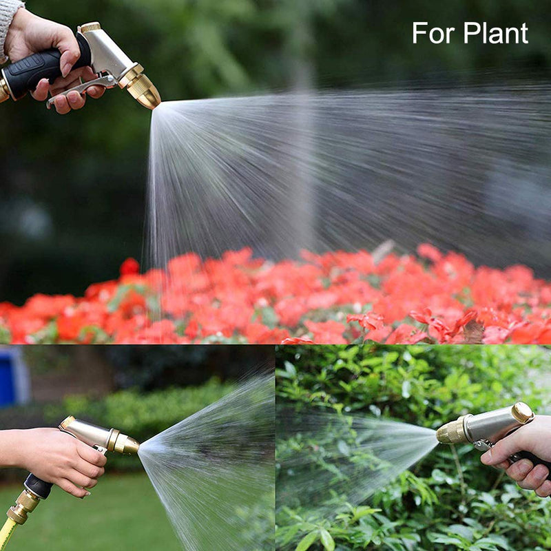 [Australia - AusPower] - FANHAO Garden Hose Nozzle, 100% Heavy Duty Metal Spray Nozzle High Pressure Water Nozzle with 4 Patterns for Watering Garden, Washing Cars and Showering Pets - Full Brass Nozzle + ABS Non-Slip Grip 3/4”Garden Hose Thread (GHT) 