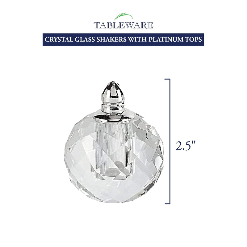 [Australia - AusPower] - Badash Crystal Salt and Pepper Shaker Set - 2.5" Tall Zendra Hand-Cut Optical Crystal Glass Shakers with Platinum Tops - Set a Beautiful Table 