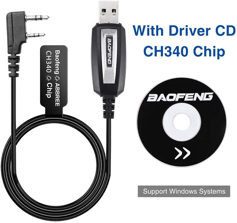 [Australia - AusPower] - Baofeng USB Programming Cable CH340 Chip for GMRS Radio Two Way Radio Baofeng UV-5R BF-F8HP GT-3TP BF-R3 BF-888S BF-82HP UV-9S GM-15PRO Handheld ham Radio transceiver with Driver CD (Black-CH340) Black-CH340 