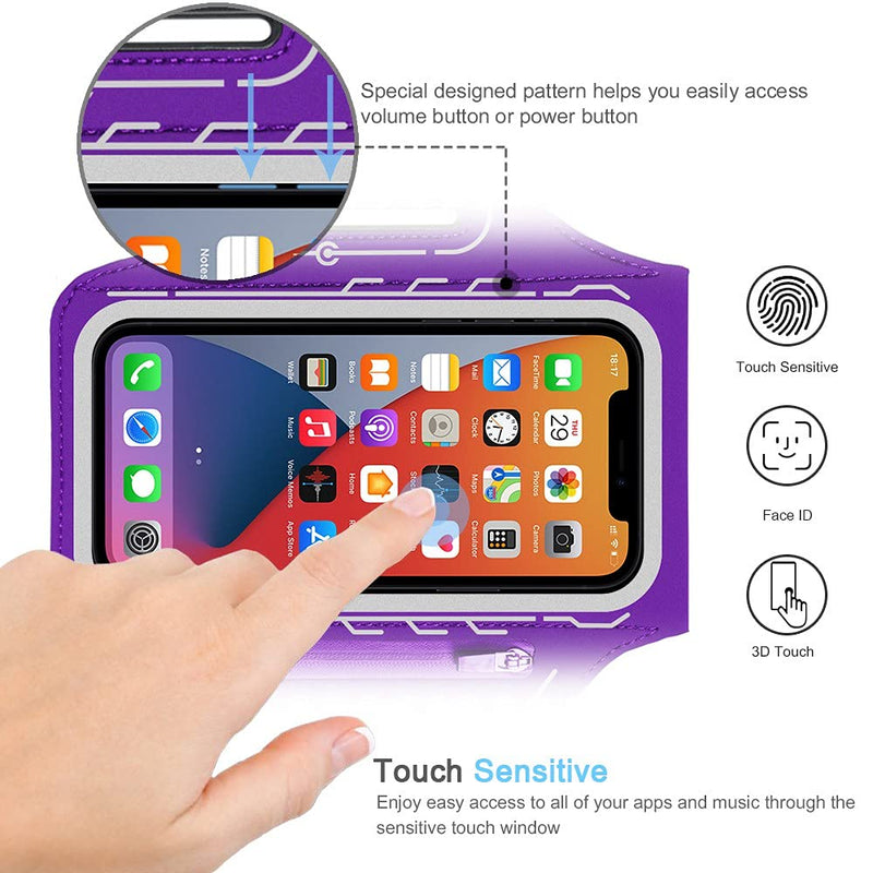 [Australia - AusPower] - iPhone 13 Pro Max, 12 Pro Max Armband, JEMACHE Gym Workouts Running Phone Arm Band for iPhone 13 Pro Max, 12 Pro Max, 11 Pro Max, Xs Max, 13, 12 with Airpods Holder (Purple) Purple 
