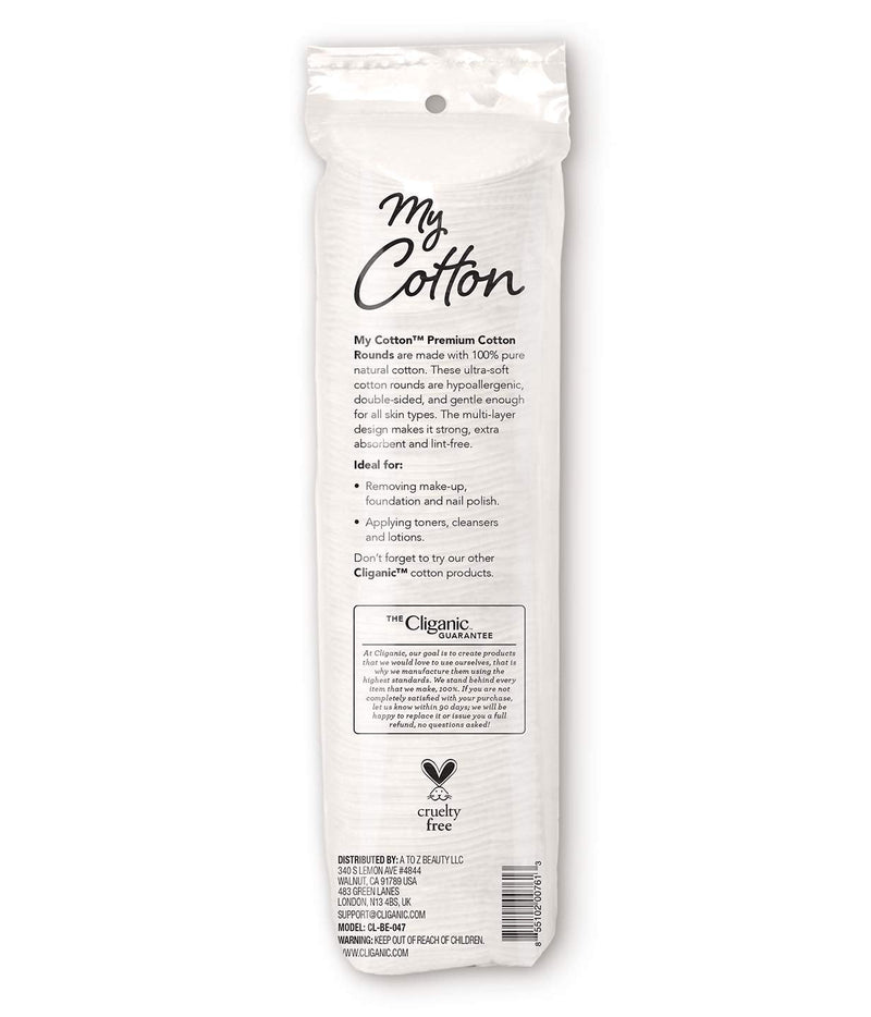 [Australia - AusPower] - My Cotton Premium Cotton Rounds for Face (540 Count) | Makeup Remover Pads, Hypoallergenic, Lint-Free | 100% Pure Cotton 