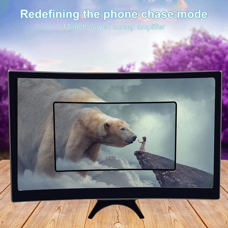 [Australia - AusPower] - CHANGAIDA 12 Inch 3D Curved HD Phone Screen Amplifier Foldable Phone Holder Suit for All Smartphones 