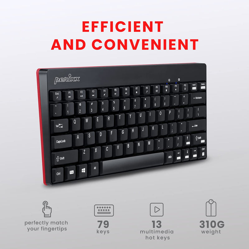 [Australia - AusPower] - Perixx Periduo-712B Wireless Mini Keyboard and Mouse Set, Black, US English Layout 