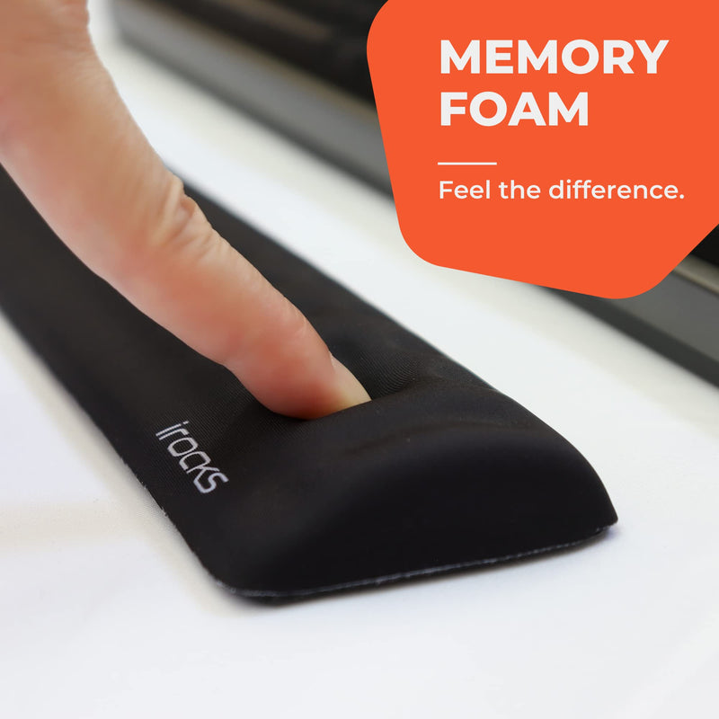 [Australia - AusPower] - i-Rocks IRC41 Ergonomic Keyboard Memory Foam Wrist Rest Pad with Anti-Slip Base; Provides Cushioned Support and Pain Relief for Office, Gaming, Computer, Laptop, and Typing. (Black) Black Keyboard Pad 
