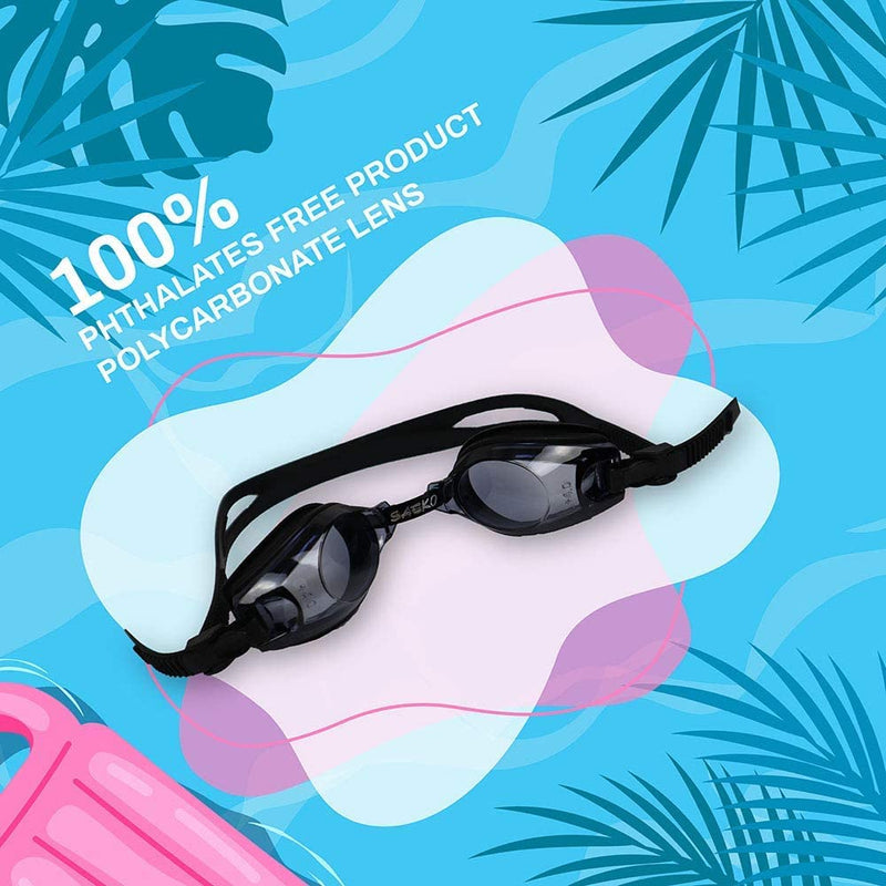 [Australia - AusPower] - Sight Swimming Goggles Junior Kids Children Black UV Tint by Sports World Vision +1.00 
