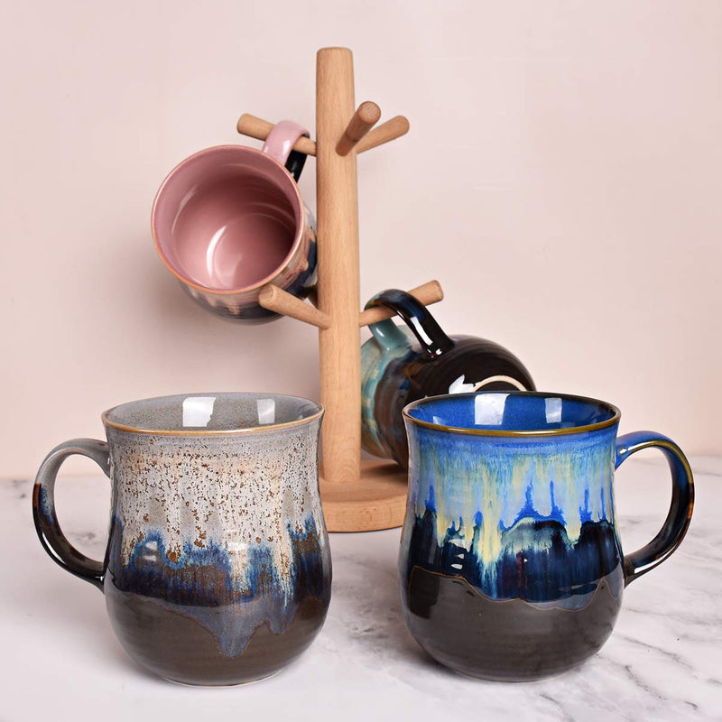 [Australia - AusPower] - Bosmarlin Large Ceramic Coffee Mug, Blue Big Tea Cup for Office and Home, 21 Oz, Dishwasher and Microwave Safe, 1 PCS Deep Blue 