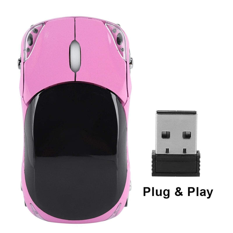 [Australia - AusPower] - 2.4G Wireless Car Shape Optical Mouse, for Mac/ME/Windows PC/Tablet Gaming Office, 1600DPI, Plug & Play(Pink) pink 