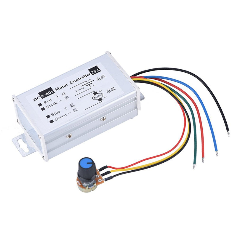 [Australia - AusPower] - DC Motor Speed Controller, 9-60V DC 20A High Power PWM DC Motor Speed Regulator Stepless Variable Speed Regulator Switch Board with Button Switch and Metal Shell Product Name 