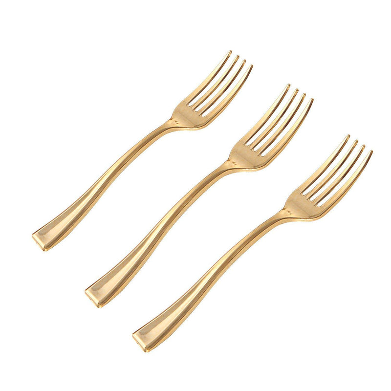 [Australia - AusPower] - Disposable Plastic Gold Mini Forks, Gold Plastic Tasting Fork, (4 inch 72 Count) Mini Gold Plastic Forks for Appetizers , Great for Desserts, Sampling, or Cocktails - Posh Setting 