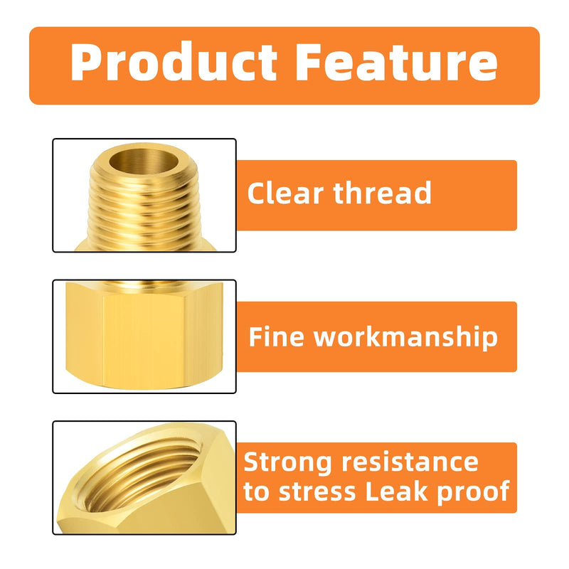 [Australia - AusPower] - GASHER 15PCS Brass Pipe Fitting, Hex Bushing, Reducer Adapter, Reducing Hex Nipple 3/8 Inch NPT x 1/4 Inch NPT 3/8" NPT x 1/4" NPT 15 