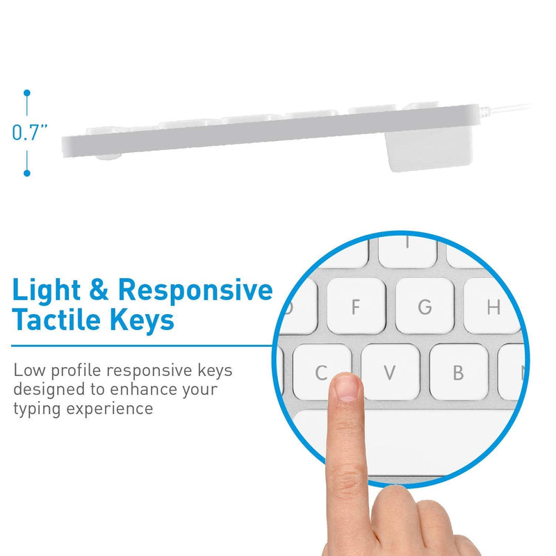[Australia - AusPower] - Macally Mini Wired Keyboard and a Quiet Wired Mouse, Office Essentials 