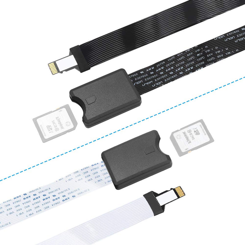 [Australia - AusPower] - Electop Micro SD to SD Card Extension Cable Adapter, TF Flexible Extender SD Card Reader SD/RS-MMC/SDHC/MMC Compatible with GPS,3D Printer,Raspberry Pi,TV,DVD(TF to SD,2 Pack) 