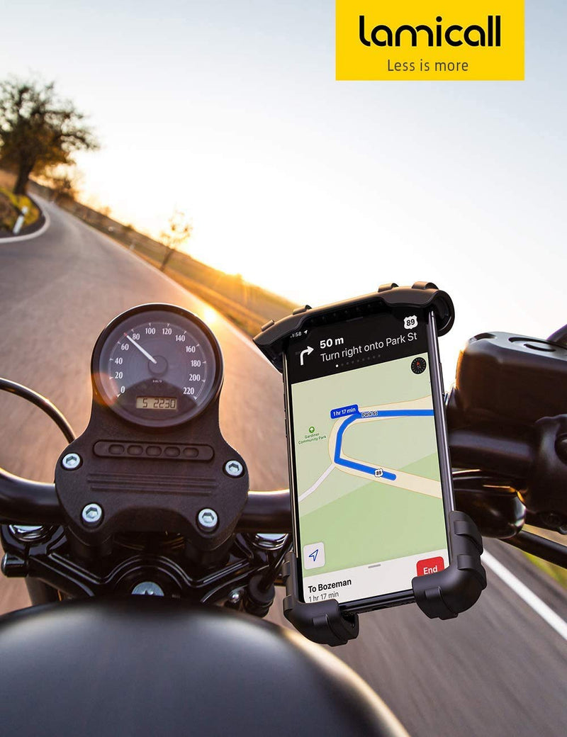 [Australia - AusPower] - Bike Phone Holder, Motorcycle Phone Mount - Lamicall Bicycle Handlebar Cell Phone Clamp, Scooter Phone Clip for Phone 11 Pro Max, S9 and 4.7"- 6.8" Cellphone Black 