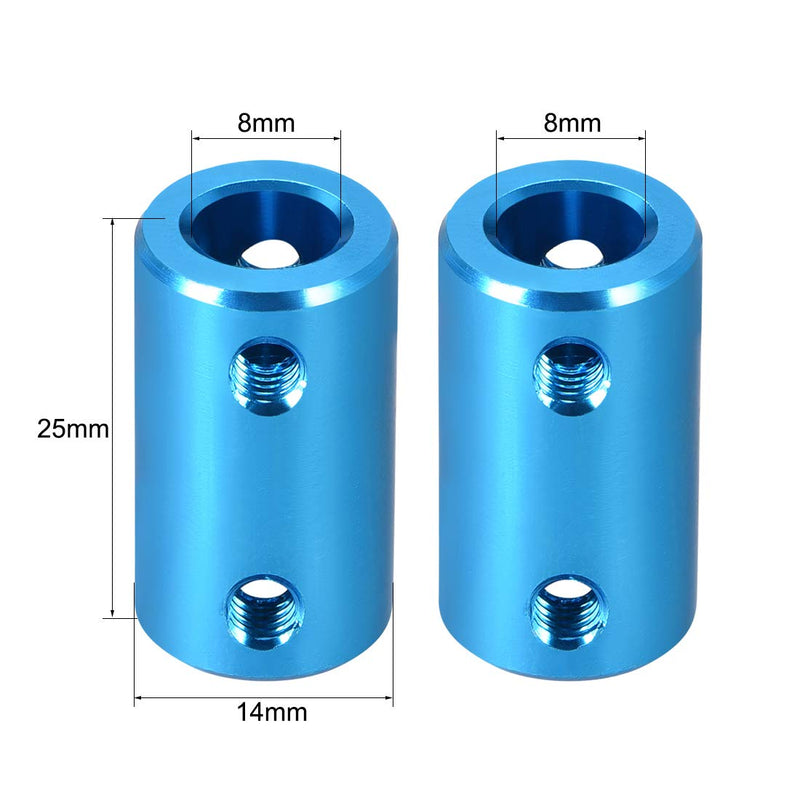 [Australia - AusPower] - uxcell 8mm to 8mm Bore Rigid Coupling Set Screw L25XD14 Aluminum Alloy,Shaft Coupler Connector,Motor Accessories,Blue 