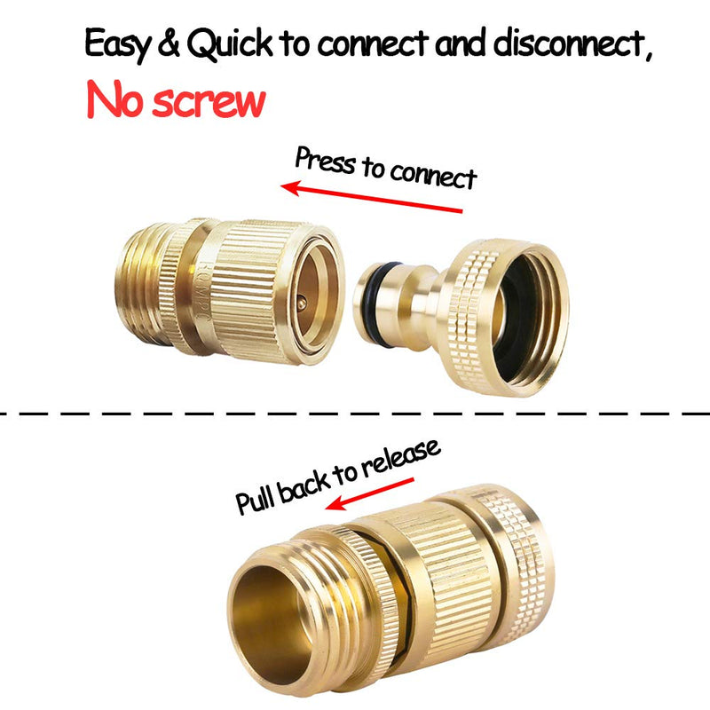 [Australia - AusPower] - HQMPC Garden Hose Quick Connect Solid Brass Quick Connector Garden Hose Fitting Water Hose Connectors 3/4 inch GHT (2SETS) 2 Sets 