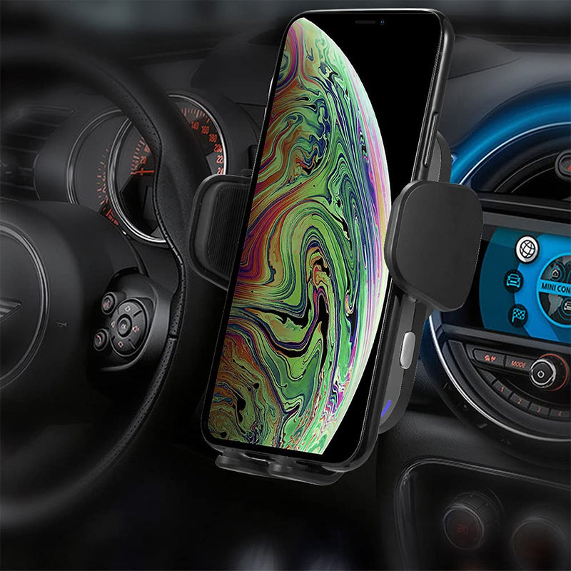 [Australia - AusPower] - Wireless Car Charger Luxmo Qi 15W Fast Charging Auto-Clamping Car Air Vent Holder Car Phone Holder Mount for iPhone12/12 Pro/11/11Pro/11ProMax/XSMax/XS/X/8/8+ Samsung S20/S10/S10+/S9/S9+/S8/S8+/Note Black 