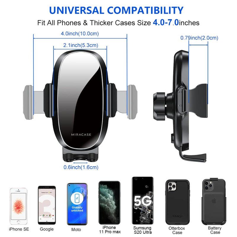 [Australia - AusPower] - [Upgraded-2nd Generation] Miracase Universal Phone Holder for Car, Air Vent Car Phone Holder Mount Compatible with iPhone 13 Series/iPhone 12 Series/11 Pro Max/SE/XR and All Phones,Black Black 