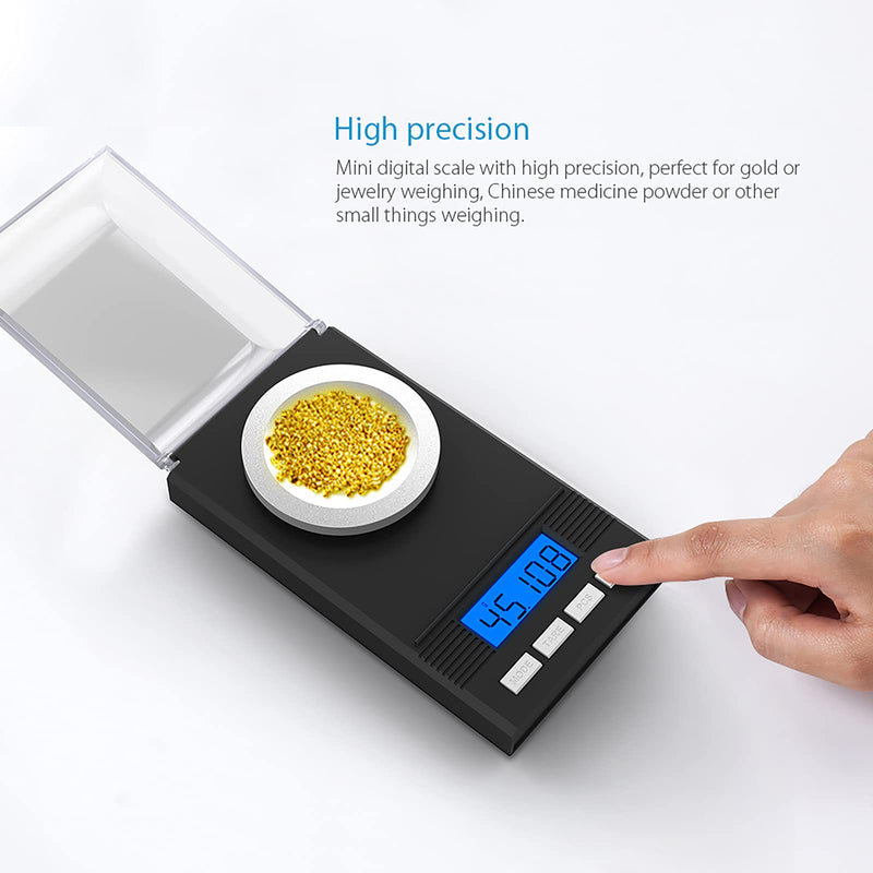 [Australia - AusPower] - Cornesty Digital Milligram Pocket Scale Mini Jewelry Gold Powder Weigh Scales with Calibration Weights Tweezers, Weighing Pans, LCD Display 