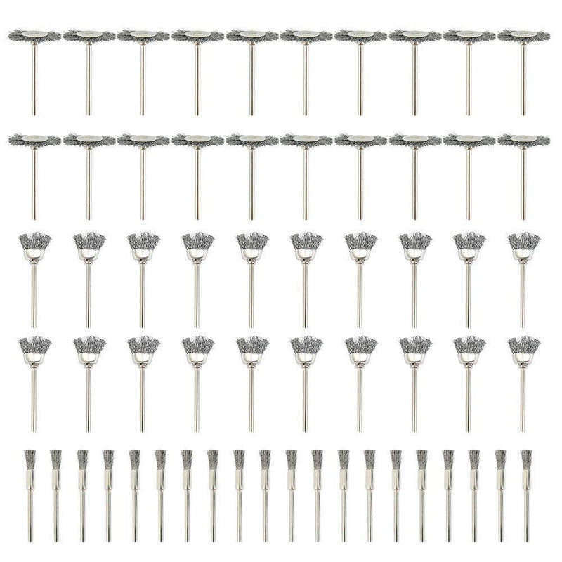 [Australia - AusPower] - 60 Pcs Wire Brushes Set, Rocaris Steel Wire Wheels Pen Brushes Set Kit Accessories for Rotary Tool 