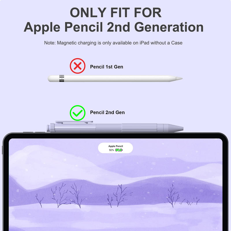 [Australia - AusPower] - iLzyty Holder Case Compatible with Apple Pencil 2nd Generation, New TPE Material Pencil Cover, Anti-Slip Grip Pencil Holder Sleeve, Magnetic Charging & Double-Tapping Supported Lavender Purple 