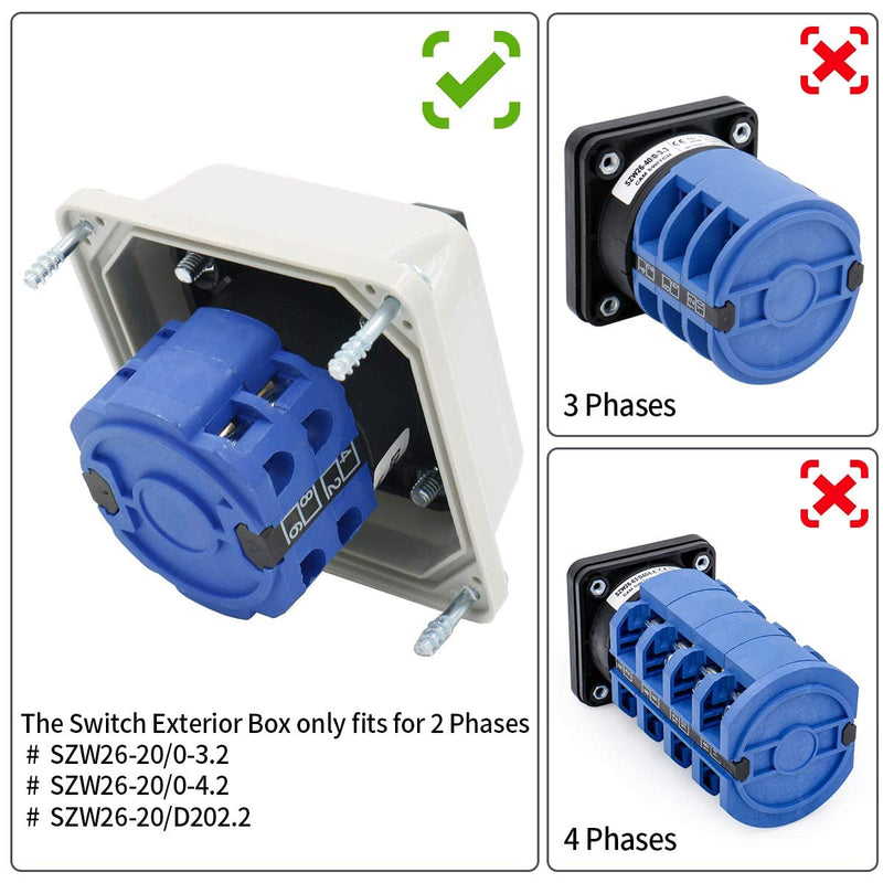 [Australia - AusPower] - Baomain Master Switch Exterior Box SZW26-20 Work for Cam Switch SZW26-20/0-3.2 660V 20A 4 Position 