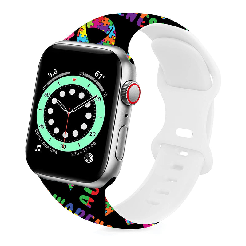 [Australia - AusPower] - Autism Awareness Smartwatch Band Compatible with Apple Watch 38mm 40mm 42mm 44mm Soft Silicone Strap Replacement for iWatch Series 6/5/4/3/2/1 autism awareness 38/40mm 