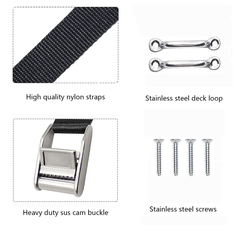 [Australia - AusPower] - Battery Tie Down Straps for Boats,Stainless Steel Cam Buckle Straps,Cooler Tie Down Kit with Stainless Brackets and SS Screws Used for Fuel Tank, Cooler, YETI, RTIC, RV and More 1 