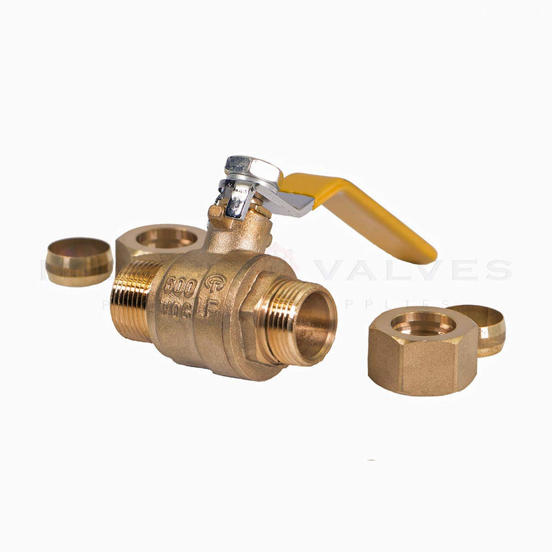 [Australia - AusPower] - Midline Valve 822M234 Full Port Ball Valve 1/2 in. Compression Connections Forged Brass Single Pack 1/2 in. 